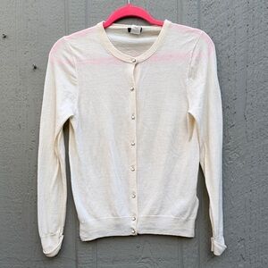 J. Crew 100% Merino Wool Cream Cardigan Sweater Size: L
